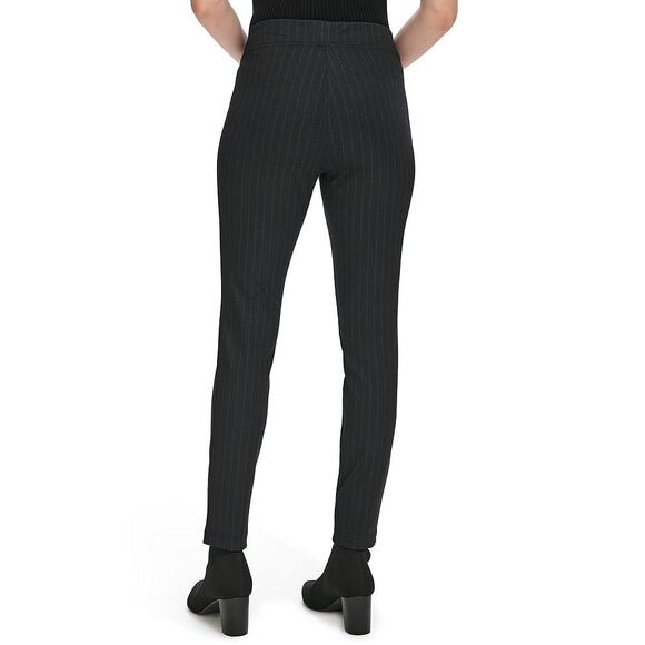 Calvin Klein Black Pinstripe Ponte Slim High Rise Pull-On Stretch Pants XL NWT - Picture 2 of 14